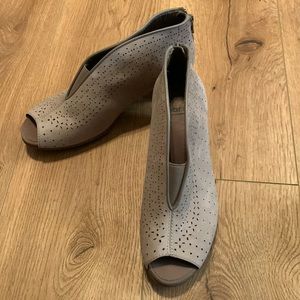 Earth Calgary Quebec bootie with perforated leather upper in taupe